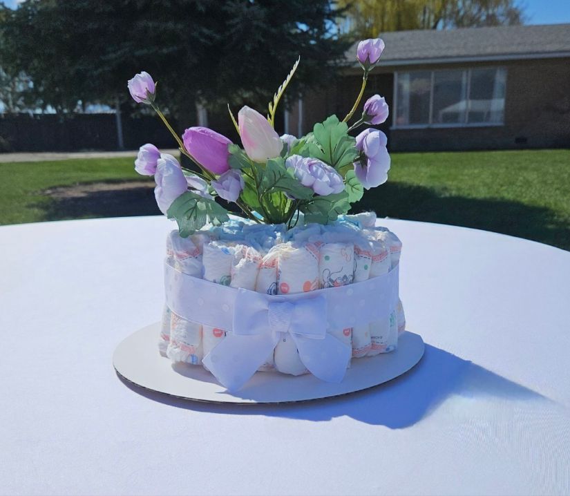 Purple Diaper Cake